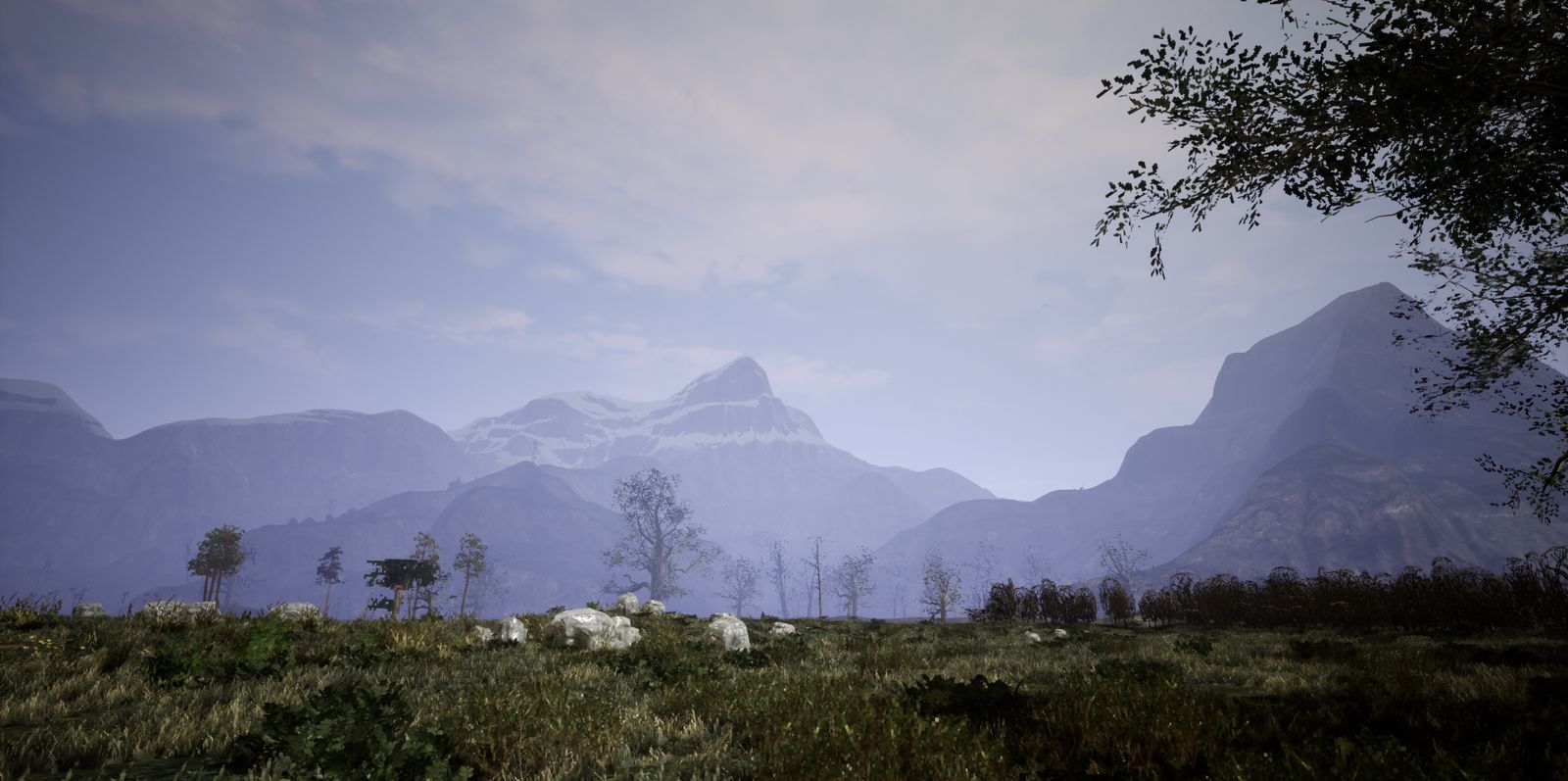 Mountain landscape with snow-capped peaks